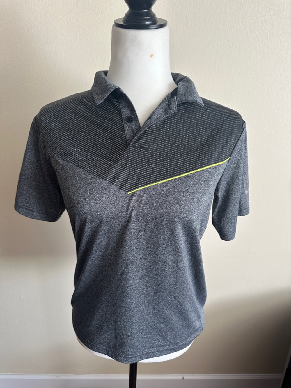 Nike Heather Charcoal Polo with Neon Accent